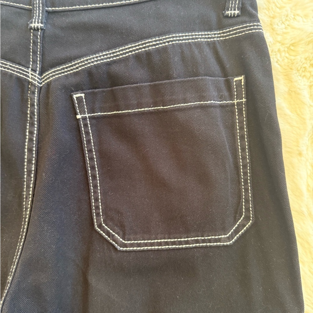 H&M DIVIDED CARGO PANTS BLACK CONTRAST STITCH STRAIGHT LEG SIZE 8 - Picture 5 of 8
